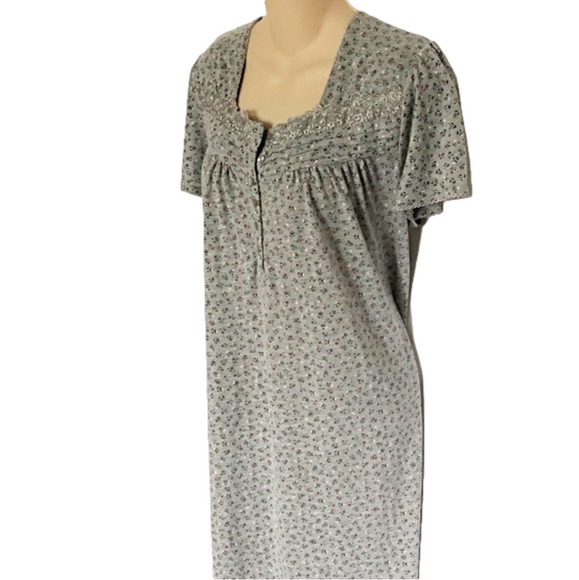 GEORGE- Grey Floral Nightie - Picture 3 of 7
